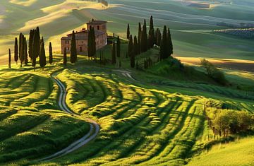 Dageraad boven Toscane van fernlichtsicht