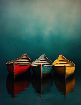Kleurrijke boten in blauw water van fernlichtsicht