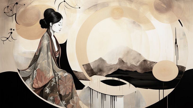 Asiatischer Meditationsmoment in der Landschaft von Vlindertuin-Art