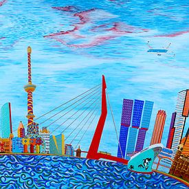 Schilderij Rotterdam Skyline Fantasy van Ton van Breukelen