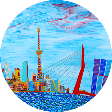 Schilderij Rotterdam Skyline Fantasy van Ton van Breukelen