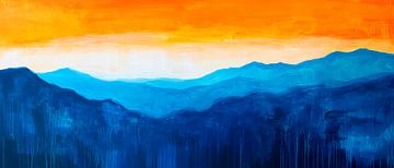 Mountain landscape at dusk - Colourful by Poster Art Shop