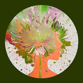 Abstract Round - Woman and Dandelion -1 by Studio Pieternel