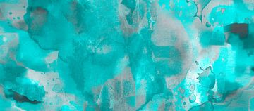 Kosmos Droom Meditatie Teal Petrol Modern Natuur Expressionist van FRESH Fine Art