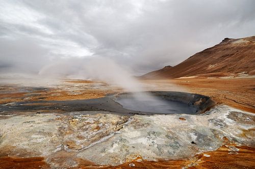 Iceland - Volcanic landscape - Geothermal area with steam emission