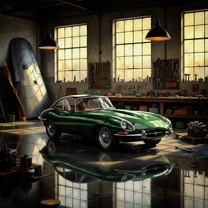 1960 Jaguar Typ E in der Werkstatt