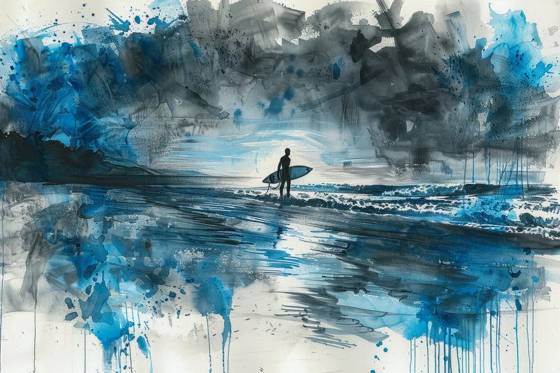 Malerei, Aquarellieren, Surfen -9 von Peter Pen Zeichnungen und Gemälde