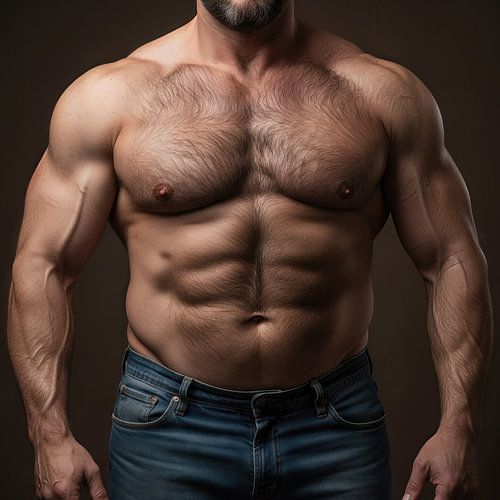 Torse masculin musclé et jeans