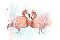 Flamingo echtpaar in aquarel van Teuni's Dreams of Reality thumbnail