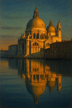 Santa Maria della Salute : reflet doré dans le Grand Canal