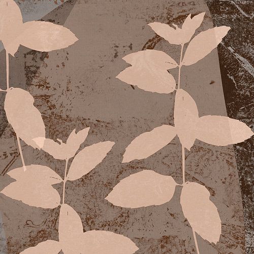 Planten en texturen. Wabi-sabi botanisch abstract. Bladeren in bruine kleuren