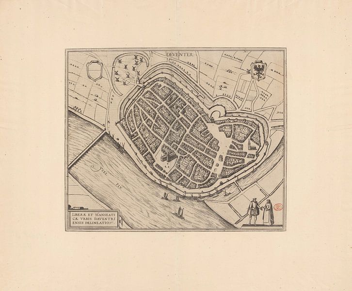 Plattegrond van Deventer uit 1582 van Marieke de Koning