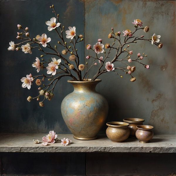 Vase with Blossom Branch by The Nudes Gallery