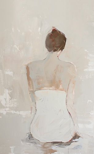 Dos d'une femme, plongée dans ses pensées et le silence