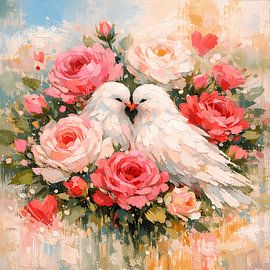 A romantic duet in the rose garden by ButterflyPix