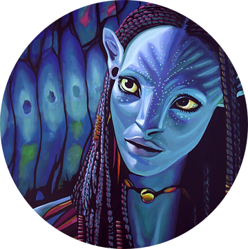 Zoe Saldana als Neytiri in Avatar schilderij van Paul Meijering