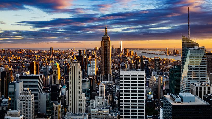 Sunset over Manhattan, New York City by Kimberly Lans