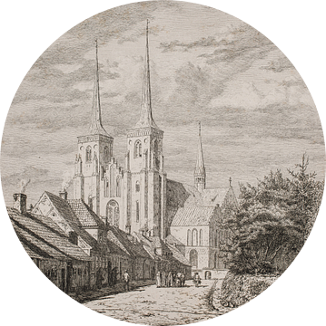 Jørgen Roed, kathedraal van Roskilde, gezien vanuit het zuidwesten, 1837 van Atelier Liesjes