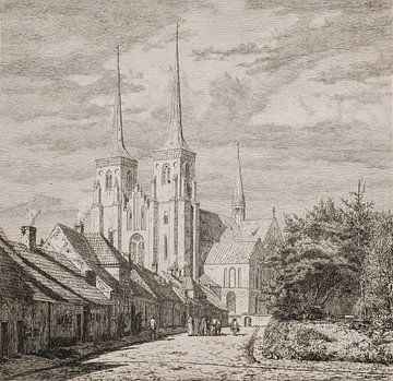 Jørgen Roed, kathedraal van Roskilde, gezien vanuit het zuidwesten, 1837