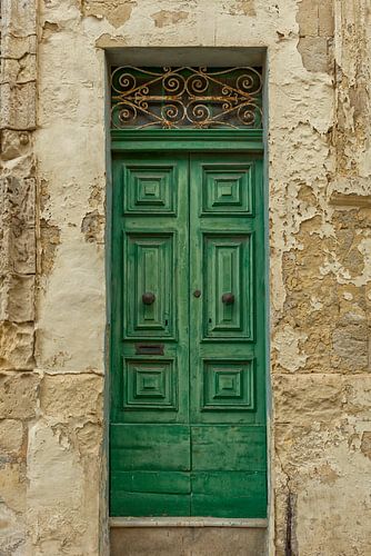 Vieille porte d'entrée en bois, La Valette, Malte