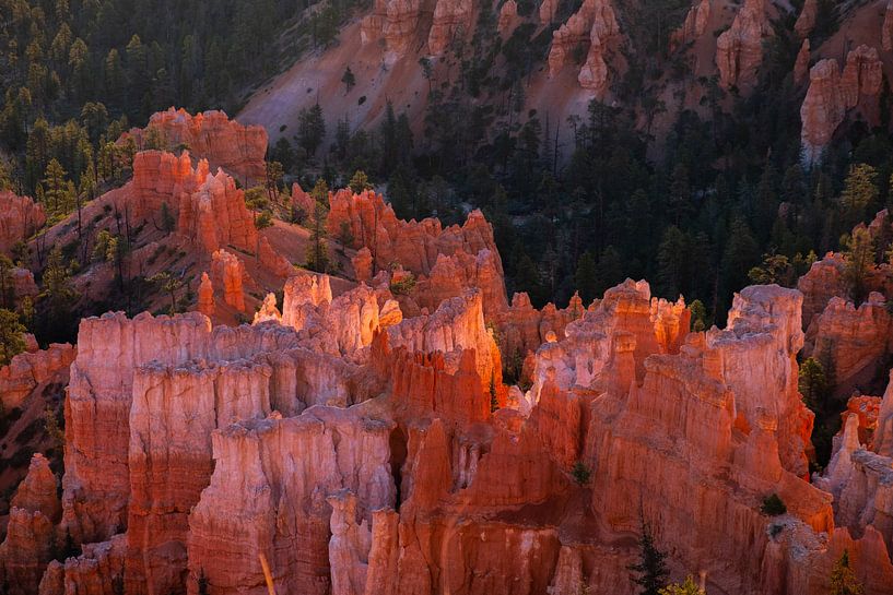 De eerste zonnestralen Bryce Canyon van Peter Gude