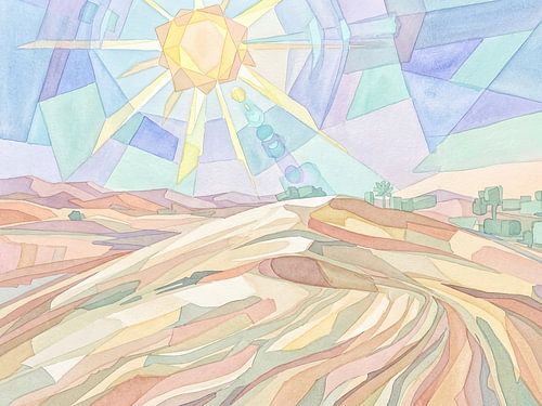 Geometrische aquarel van Erg Chebbi
