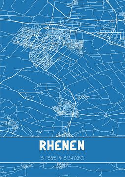 Blaupause | Karte | Rhenen (Utrecht) von Rezona