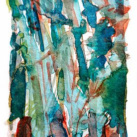 Tropical explosion | Abstracte Aquarel Schilderij van WatercolorWall