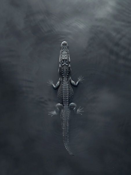 Alligator in het moeras van fernlichtsicht