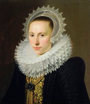 Cornelis van der Voort,Portret van een dame olie op paneel foto