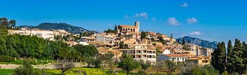 Spanien Insel Mallorca, idyllischer Blick auf das mediterrane Dorf Selva von Alex Winter