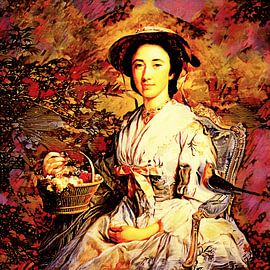 Lady sitting in the Japanese garden by Helga Blanke