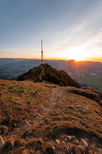 Sunset at the guardian of the Allgäu (Grünten) by Leo Schindzielorz