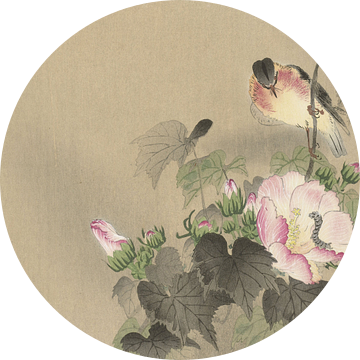 Vogel en rups van Ohara Koson