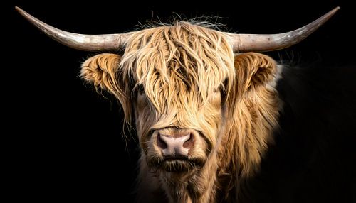 Schotse hooglander zwarte achtergrond