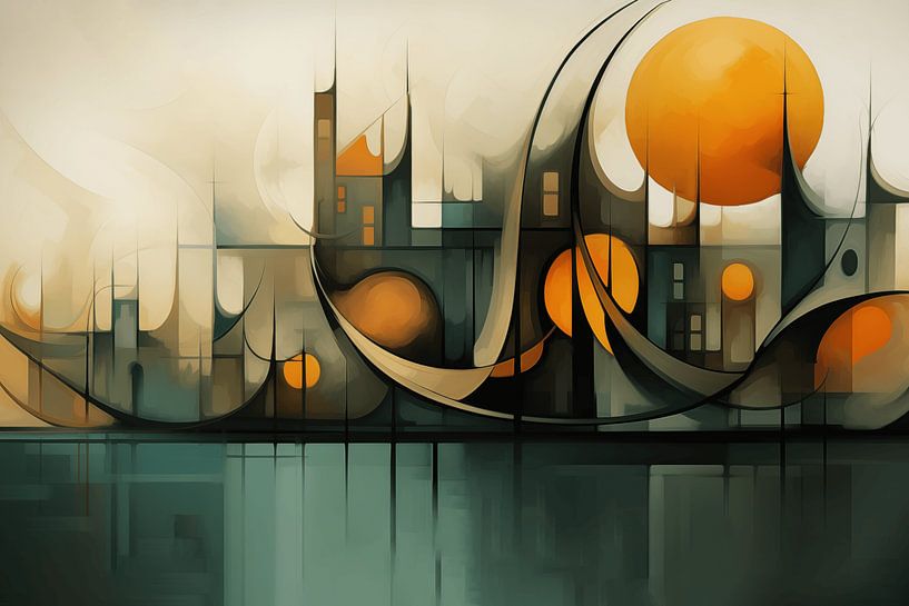Amsterdam - abstracte aquarel van Ton Kuijpers