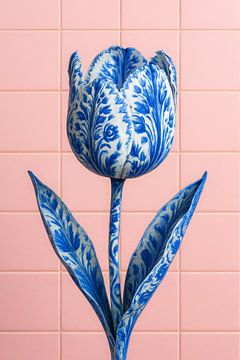 Delft Blue Tulip - Dutch Splendour in Modern Jacket