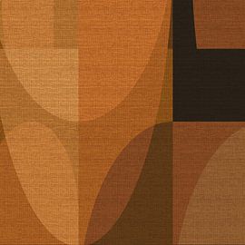 Retro abstract geometric in warm colors on linen no. 3 by Dina Dankers
