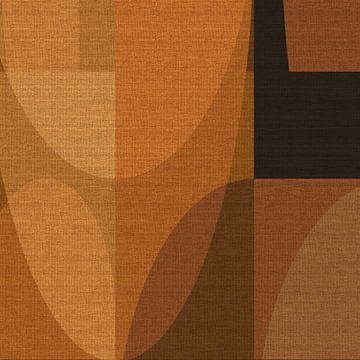 Retro abstract geometrisch in warme kleuren op linnen nr. 3 van Dina Dankers