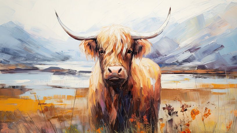 Portrait of Scottish Highlander in rugged landscape by Vlindertuin-Art