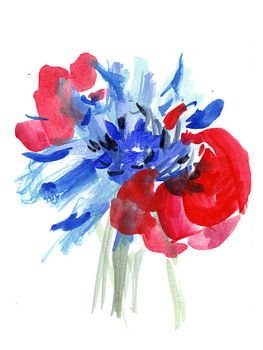 Bleuet avec coquelicots