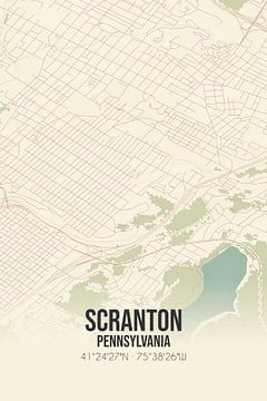 Carte ancienne de Scranton (Pennsylvanie), Etats-Unis. sur Rezona