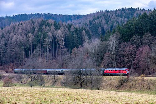 De speciale trein "Winterblitz" kort voor het binnenrijden van Schmalkalden - Thüringen - Duitsland