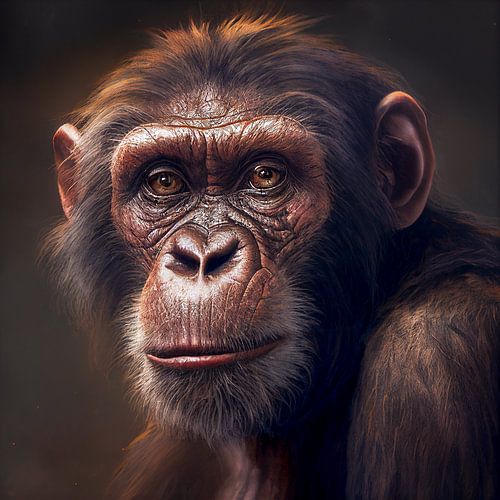 Portret van een chimpansee Illustratie