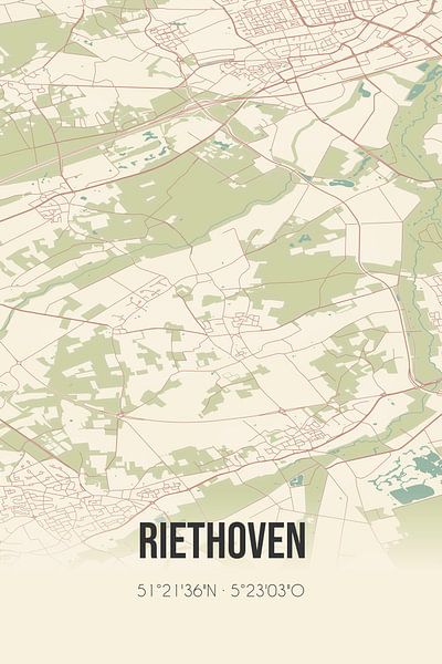 Alte Karte von Riethoven (Nordbrabant) von Ortsdrucke