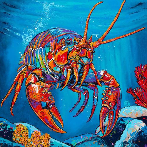 Colorful Lobster in the Deep by Happy Paintings / Renata Rolefes