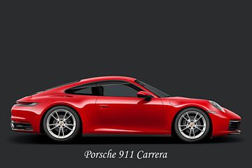 Porsche 911 Carrera, mit Text weiß von Gert Hilbink
