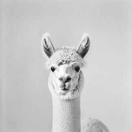 Lama in Schwarz-Weiß von Poster Art Shop