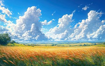 Goldene Felder unter einem strahlenden Himmel