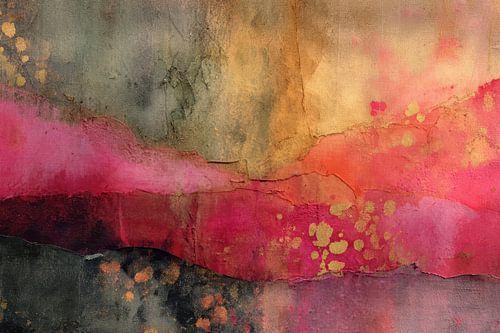 Goudstof en Schaduw – Abstract Schilderij vol Kleur en Energie